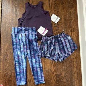 Size M/8-10 Athleta Team Up Tank, High Rise Chit Chat Capri and Shorts